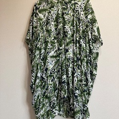 リーフ柄 ロング羽織ワンピース フリーサイズ 未使用 美品 2WAY（カーディガン・ドレス）の画像