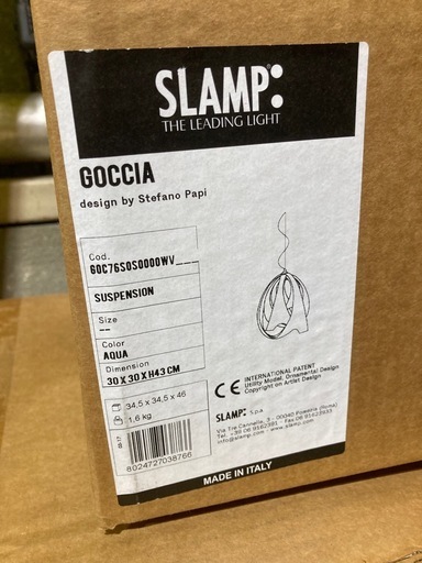 K26【開封のみの未使用品・同等品】SLAMP GOCCIA ペンダントライト AQUA イタリア製 照明 モダン ミッドセンチュリー