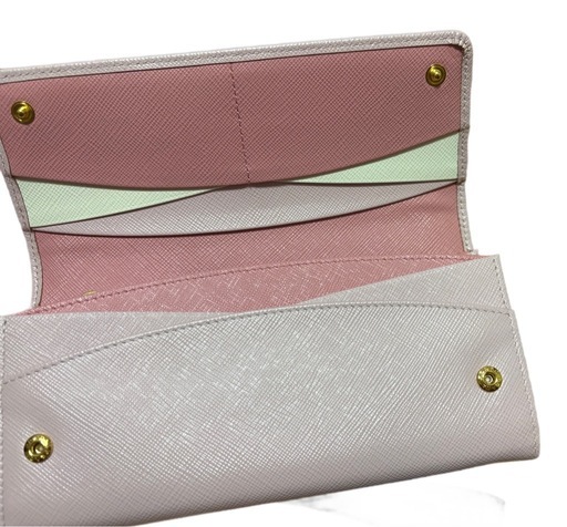 【美品】PRADA プラダ 長財布 サフィアーノ レザー ピンク ゴールドロゴ 箱付き 正規品 レディース