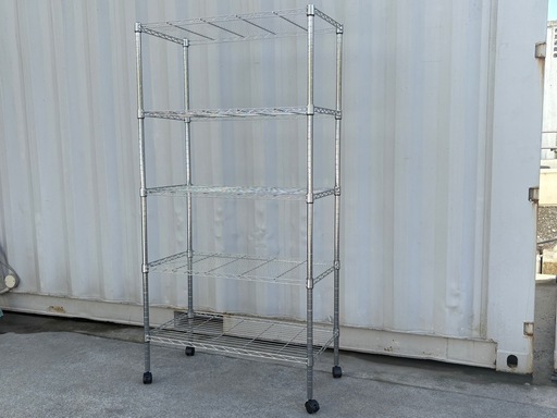 D75◇美品 メタルラック◇5段◇キャスター付◇W90×D45×H178cm◇シェルフ◇収納◇棚