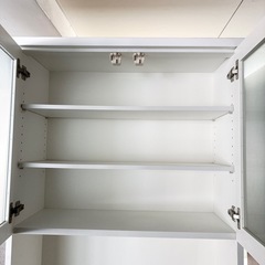 【ドリーム池田】◎ジモティ割7%◎NITORI/ニトリ「食器棚」上下分解可能　ホワイト【48202】の画像