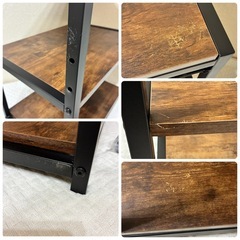 キャスター付きキッチンワゴン　オープンシェルフ　ラック　木目調おしゃれ　の画像