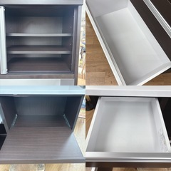 【🐤買取市場 柴田店】 I455 🌈 ジモティー限定価格！ 近藤産業 大川家具 キッチンボード 食器棚 ⭐ クリーニング済の画像