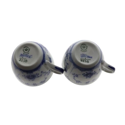 ロイヤルコペンハーゲン 2238 ブルーフルーテッド フルレース ティーカップ＆ソーサー