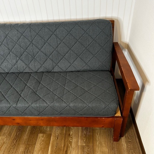 【定価5.4万円】木製ソファベッド ベッド シングルショート 伸長式ソファベッド 3人掛けソファ 肘掛け  北欧 天然木【美品】