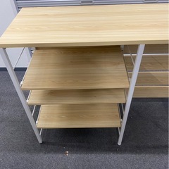 ラック付きデスク 幅120cm ナチュラル×ホワイト 収納棚付き 作業机 パソコンデスクの画像