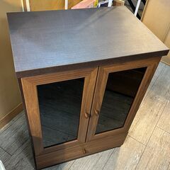 大川家具 リキュー キャビネット 食器棚 引出し付き 棚板可動式 ブラウン 茶色 横幅60.2cm奥行40.5cm高さ87.3cm★買取帝国 志木店の画像