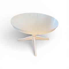 【廃盤】IKEAインガートルプ　白　伸縮テーブル　ダイニングテーブル　ホワイト　丸テーブル　円形テーブル　エクステンションテーブルの画像