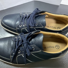 3月27日終了 リーガルウォーカー REGALWALKER 24.5cm （25.5㎝位) スニーカー レザースニーカー ウォーキングシューズ ディアスキン 鹿革 メンズの画像