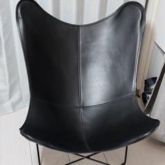 Cuero BKFチェア（バタフライチェア）ブラックレザー＋シープスキン・ブラシ付き 定価合計約20万円の画像