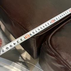 ブラウン レザー調ソファ（横160cm）の画像