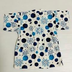 【美品・夏用】水玉　花火柄　子供用甚平　上下セット　95サイズの画像