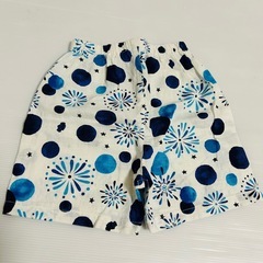 【美品・夏用】水玉　花火柄　子供用甚平　上下セット　95サイズの画像