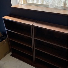 【2個セット】薄型本棚 幅60cm（ブラウンウォールナット）引越しのためお譲りします の画像