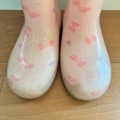 17.0EE  リボン柄長靴 ピンクの画像