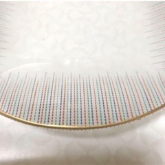 【3/31まで受付中です】カラフルストライプ金縁皿5枚セット ガラスのデザート皿の画像