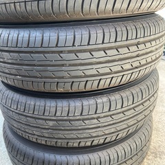 【极美品】2025年製ヨコハマ 155/65R14 バリ山 + スタイリッシュな切削アルミホイール4本セット の画像