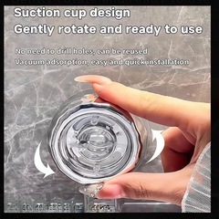 コーナーラック 粘着式 バスルーム収納 トイレ収納 壁掛けラック 透明 三角ラック 穴あけ不要 新品の画像