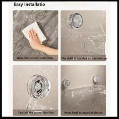 コーナーラック 粘着式 バスルーム収納 トイレ収納 壁掛けラック 透明 三角ラック 穴あけ不要 新品の画像