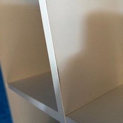 扉付き！スクエアシェルフ 2列4段（ホワイト×木目）北欧風 オープンラック [一部汚れ・傷あり]の画像