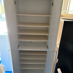 【全身鏡付き】大容量シューズボックス・下駄箱（ホワイト）の画像