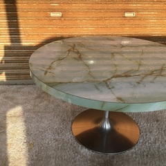 大理石調　ラウンドテーブル　丸テーブル　コーヒーテーブル　デコラ　昭和レトロの画像
