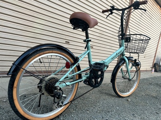 【販売済】⭐︎折りたたみ自転車 20インチ  折り畳みハンドル カゴ・ライト付 シマノ製6段変速 自転車 ⭐︎