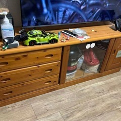 テレビ台 北米産オーク無垢材 木製 ローボード 組み立て不要 テレビボード 収納棚 tvボード 引出付き の画像