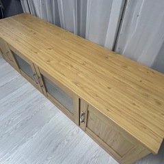 【お取引済】木目アンティーク風テレビ台　160cm幅　収納付き　幅160cm 奥行45cm 高さ40cm 中古ローボード75インチテレビボードとして使用してましたの画像