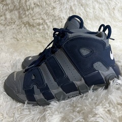 【美品】NIKE エア モア アップテンポ GS グレー×ネイビー 22cmの画像