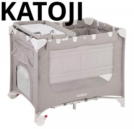 KATOJI ポータブル　ベビーベッド おむつ替えテーブル付（グレー）