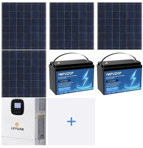 【未使用】ソーラー発電フルセット 820Wパネル4枚＋LiFePO4バッテリー2台＋3000Wインバーター｜車中泊・非常用・オフグリッド
