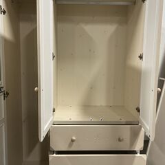 NITORI ニトリ 木製 大型 ワードローブ 整理箪笥 タンス MAGNA-120MT ホワイト おしゃれ 幅120cm×奥行55cm×高さ191cmの画像