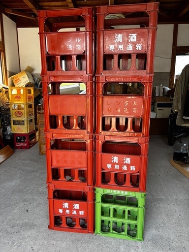 清酒 一升瓶ケース 8個セットP箱 1.8L 通い箱 ガレージ