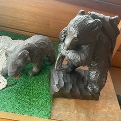 熊の木彫り　クマ　昭和の画像