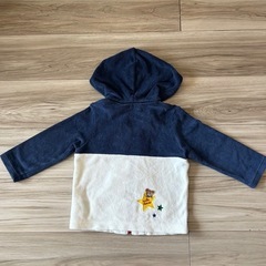 ミキハウス パイル生地 ジップアップパーカー 90サイズ (フード取り外し可能)の画像