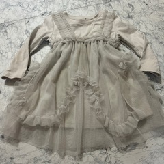 H&M フリルトリムチュールワンピース ライトグレー　保育園の画像