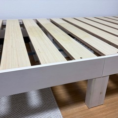 解体あり　中古　ベッドフレーム　パイン材　ホワイト　シングル　すのこ　木製　の画像