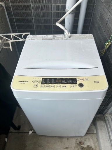 ハイセンス 洗濯機 4.5kg 一人暮らし用 動作良好