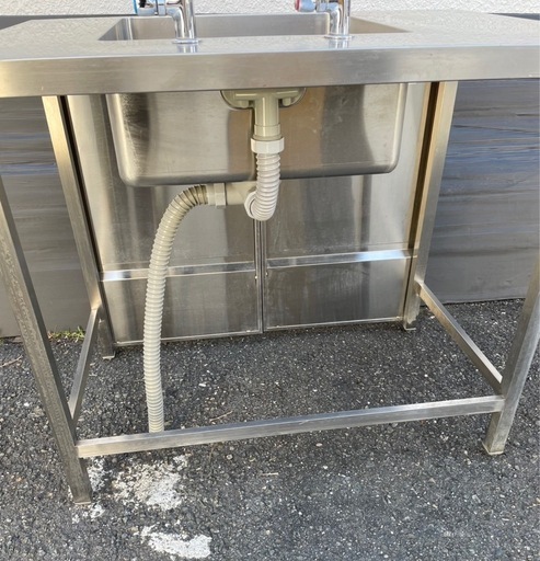 特注品 業務用 1槽シンク 2口蛇口付き 幅950×奥700×高さ850(mm) 台付シンク 流し台 厨房機材 手洗い 一層シンク 1層 台付きシンク 大阪