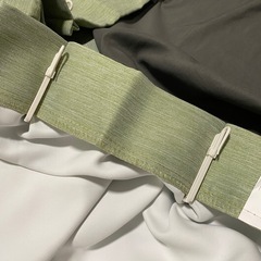 ニトリ　防炎　遮光　グリーン　カーテン　191cm の画像