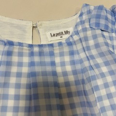 【120】上下セット　水色ギンガムの画像