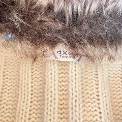 ・axes femme 森ガール アイボリー ケーブル編み ニット ファー襟付きの画像