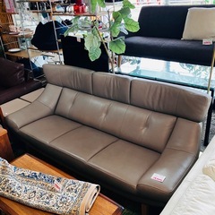 カリモク　ZU46モデル　本革ソファ　3シーター　w204 美品の画像