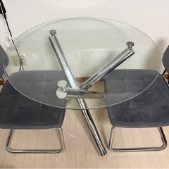 ガラス　ダイニングテーブルセットの画像