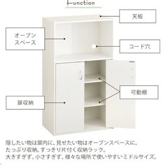 	扉付き収納棚とオープンラックの画像