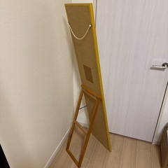 木製フレーム 全身ミラー（姿見）スタンド付き 約140cm×30cmの画像