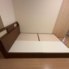 【引取限定】ニトリ セミダブルベッドフレーム「アザン3」ミドルブラウンの画像