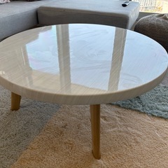 北欧風コーヒーテーブル　木目　鏡面仕上げの画像