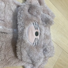 ベビー うさぎ耳 もこもこ カバーオール ロンパース ピンク 80の画像